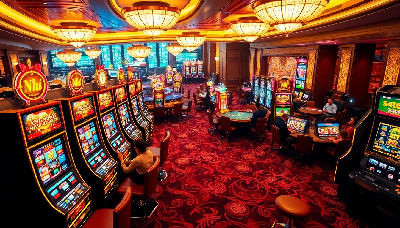 Experience the thrill of nổ hũ in a vibrant casino atmosphere with exciting slot machines.