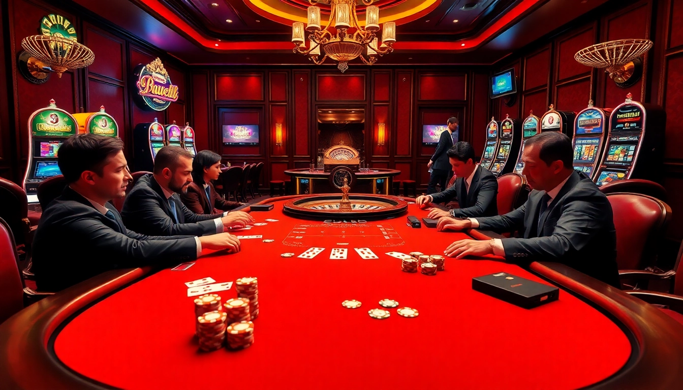 Players strategizing at a poker table in luxury, highlighting the thrill of https://6rwin33.com/ casino gaming.