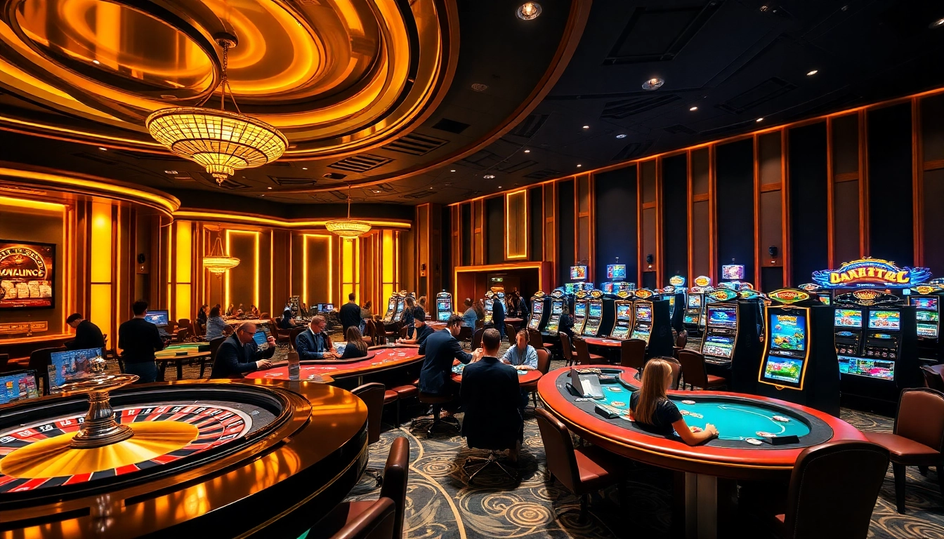 Engage in high-stakes gaming at GG88 with vibrant casino scenes and exciting slot machines.