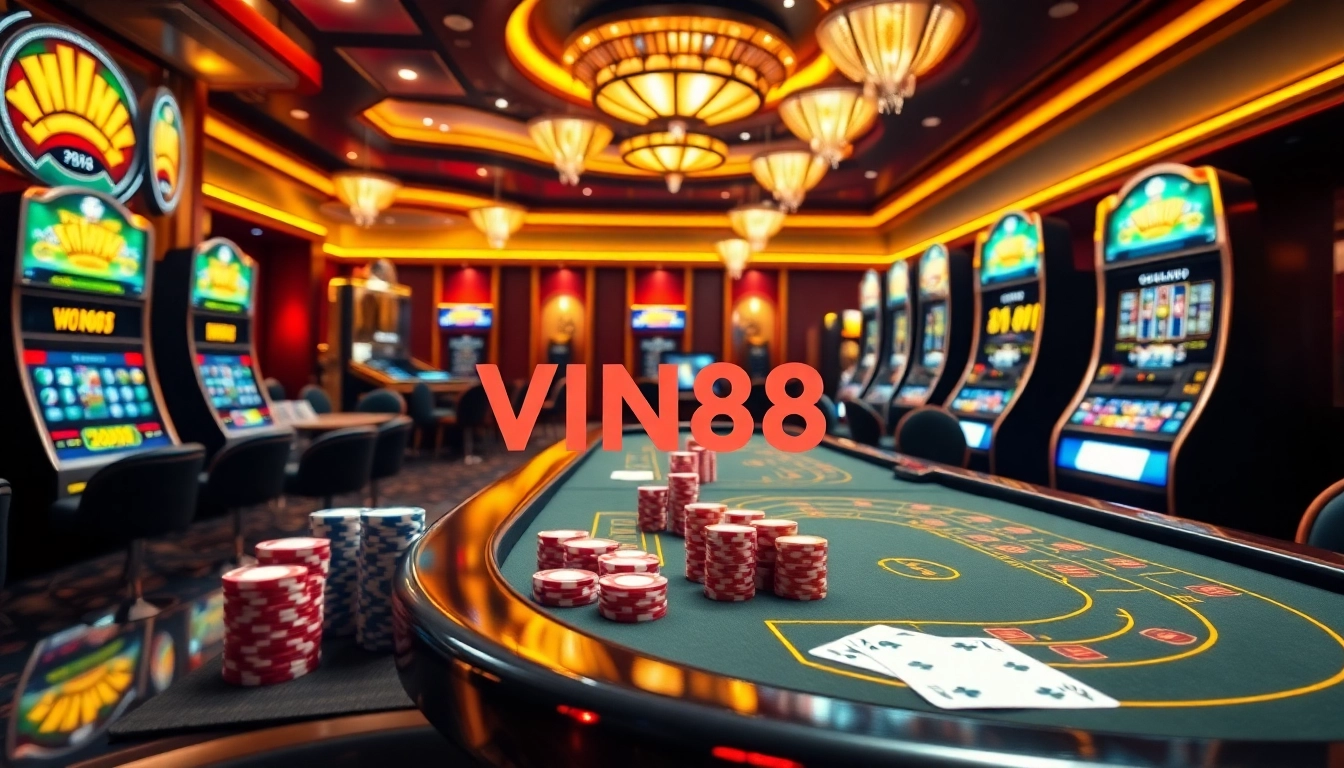 VIN88 players enjoying exciting casino games, showcasing luxury and high-quality entertainment.