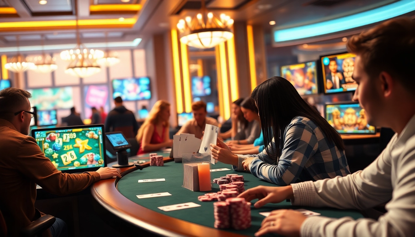 Exciting online gaming scene at Sunwin showcasing diverse players engaged in thrilling casino games.