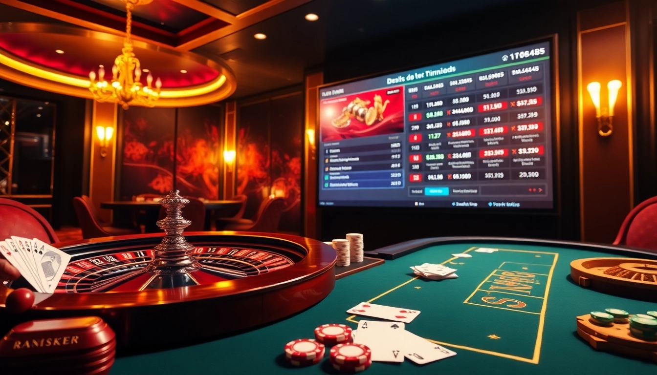 Experience the excitement of gambling with a luxurious scene from https://xocdia24h.com/ featuring vibrant gaming elements.