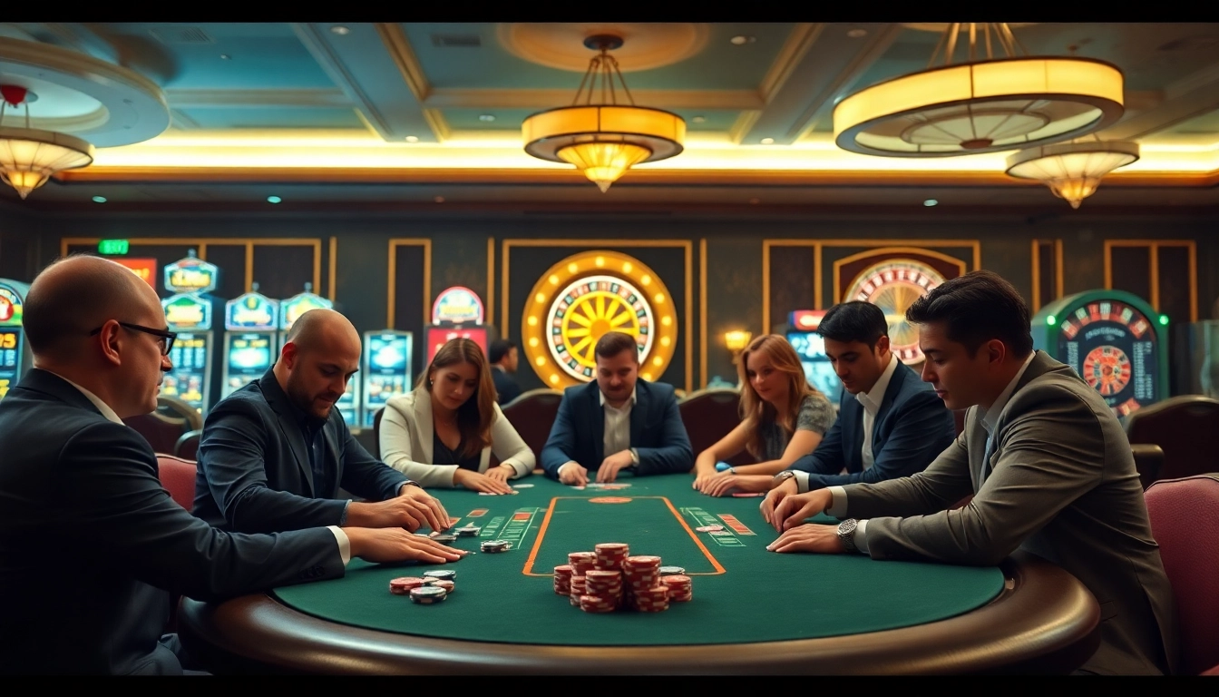 High-stakes poker action at a luxurious casino with good88 branding elements.