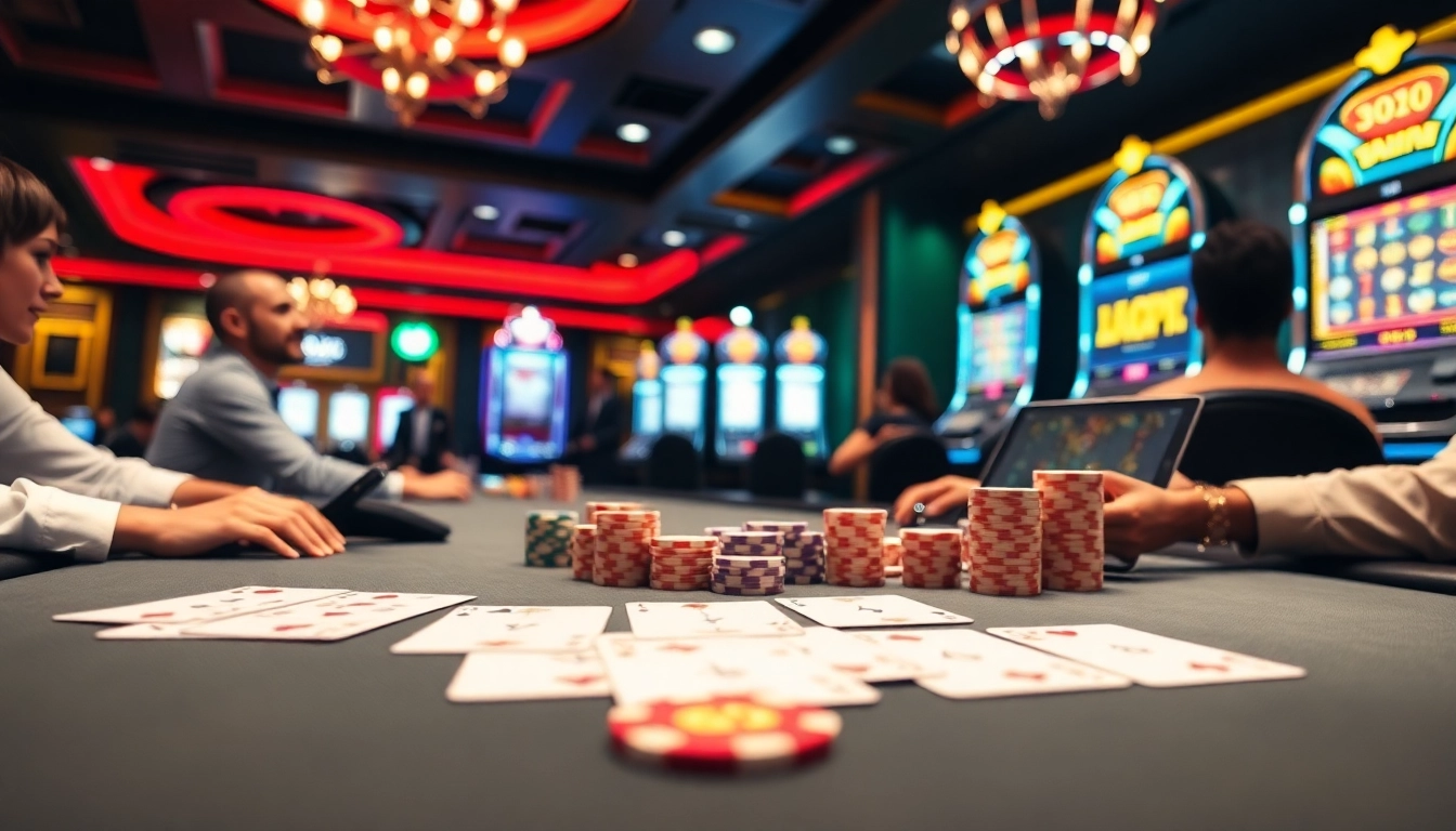 Players enjoying thrilling games at vuabai9's luxurious online casino, showcasing excitement and anticipation.