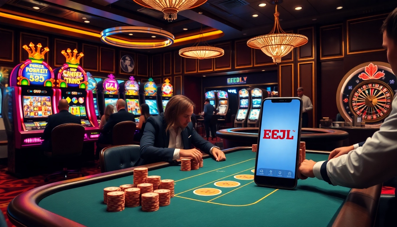 Experience immersive EEJL gaming with exciting table games and engaging live dealers in a luxury casino setting.