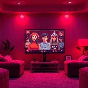 Interactive spicy ai chat interface in a cozy, modern room