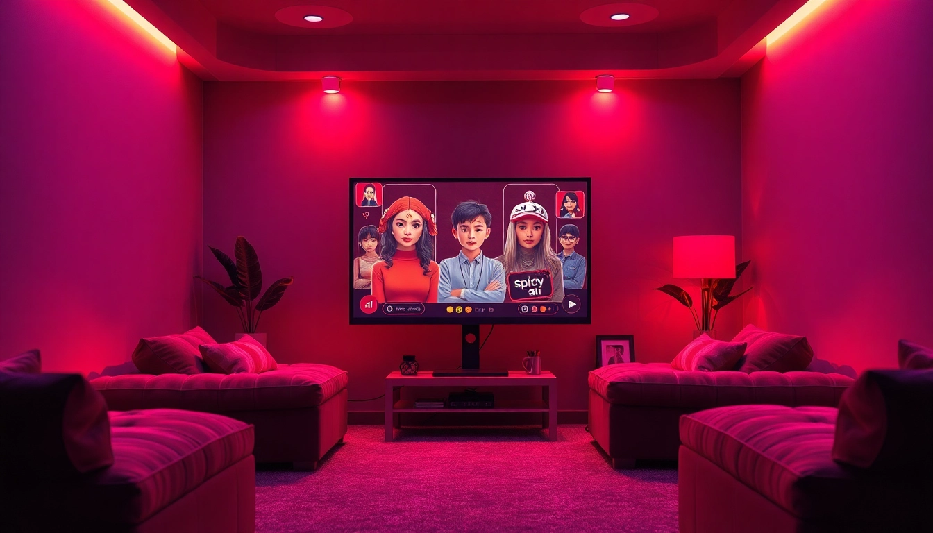 Interactive spicy ai chat interface in a cozy, modern room