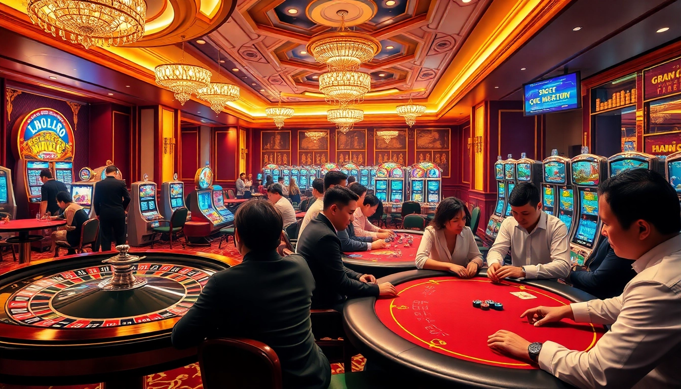 Players enjoying a thrilling game at the casino, featuring the vibrant atmosphere of trang chu luckywin.