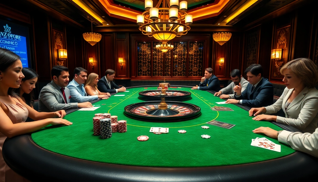 Players enjoying an engaging gambling experience at AZ88’s high-end casino table.
