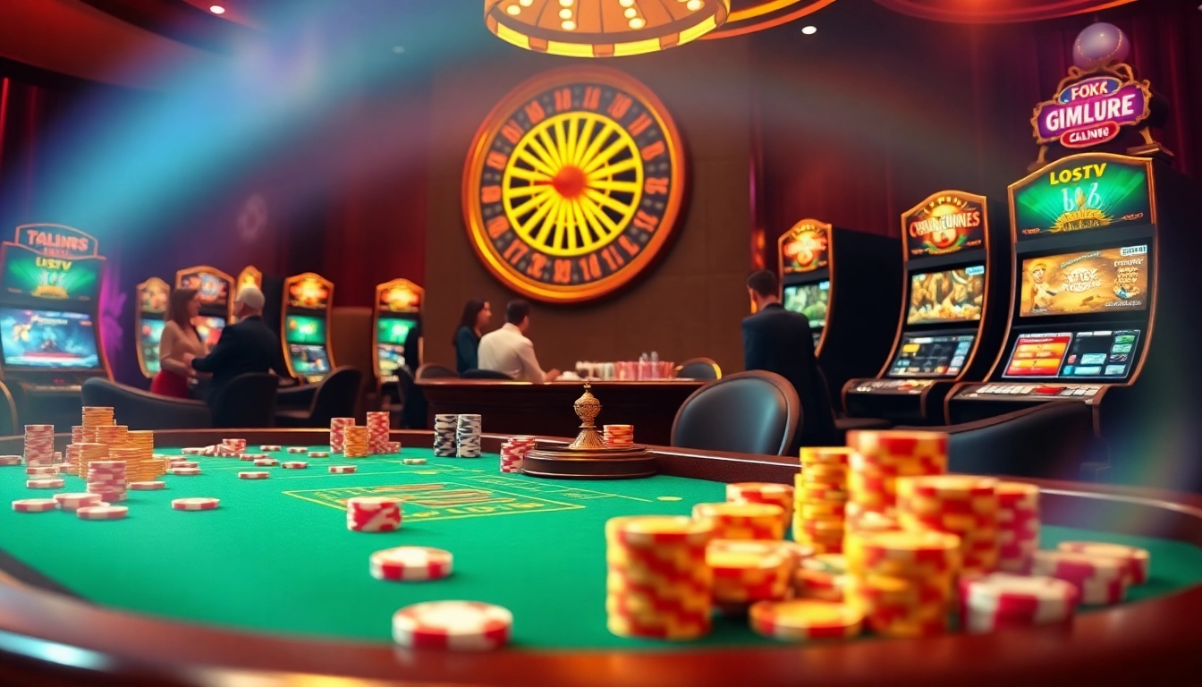 Experience FLY88's premium online gambling scene with vibrant poker chips and advanced slot machines.