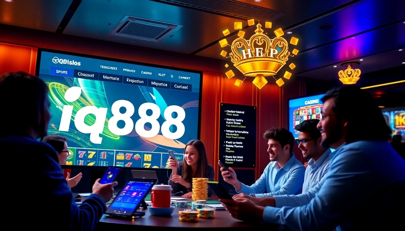 Engaging scene illustrating iq88 help with players enjoying a secure online casino experience.