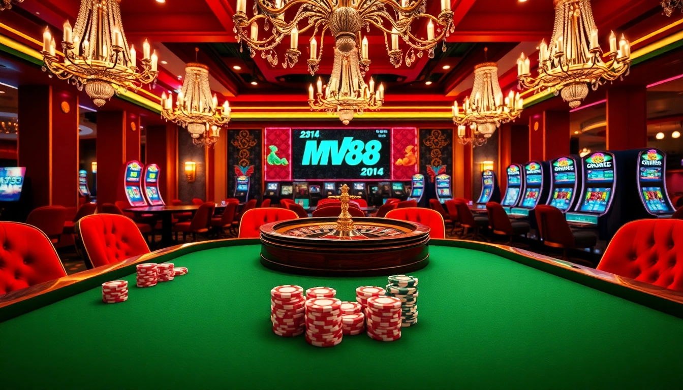 Experience the thrill of gambling at Nhà cái MV88 with luxurious poker and modern gaming tables.