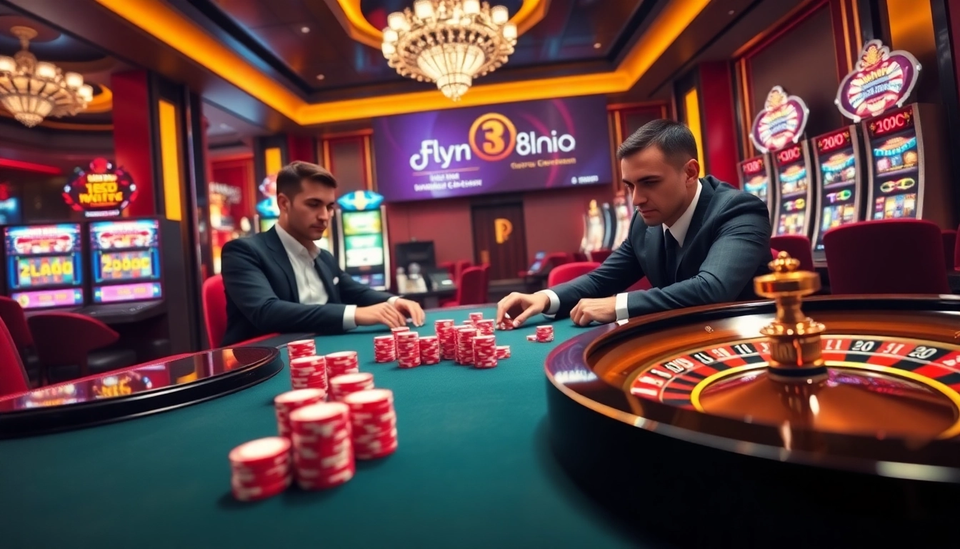Engaging poker players at a casino table showcasing excitement with https://fly88seo.com/ online gambling interface.