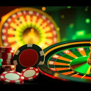 Experience the thrill of online gambling at https://kubet77i.ink/ with a luxury casino scene featuring poker and slots.