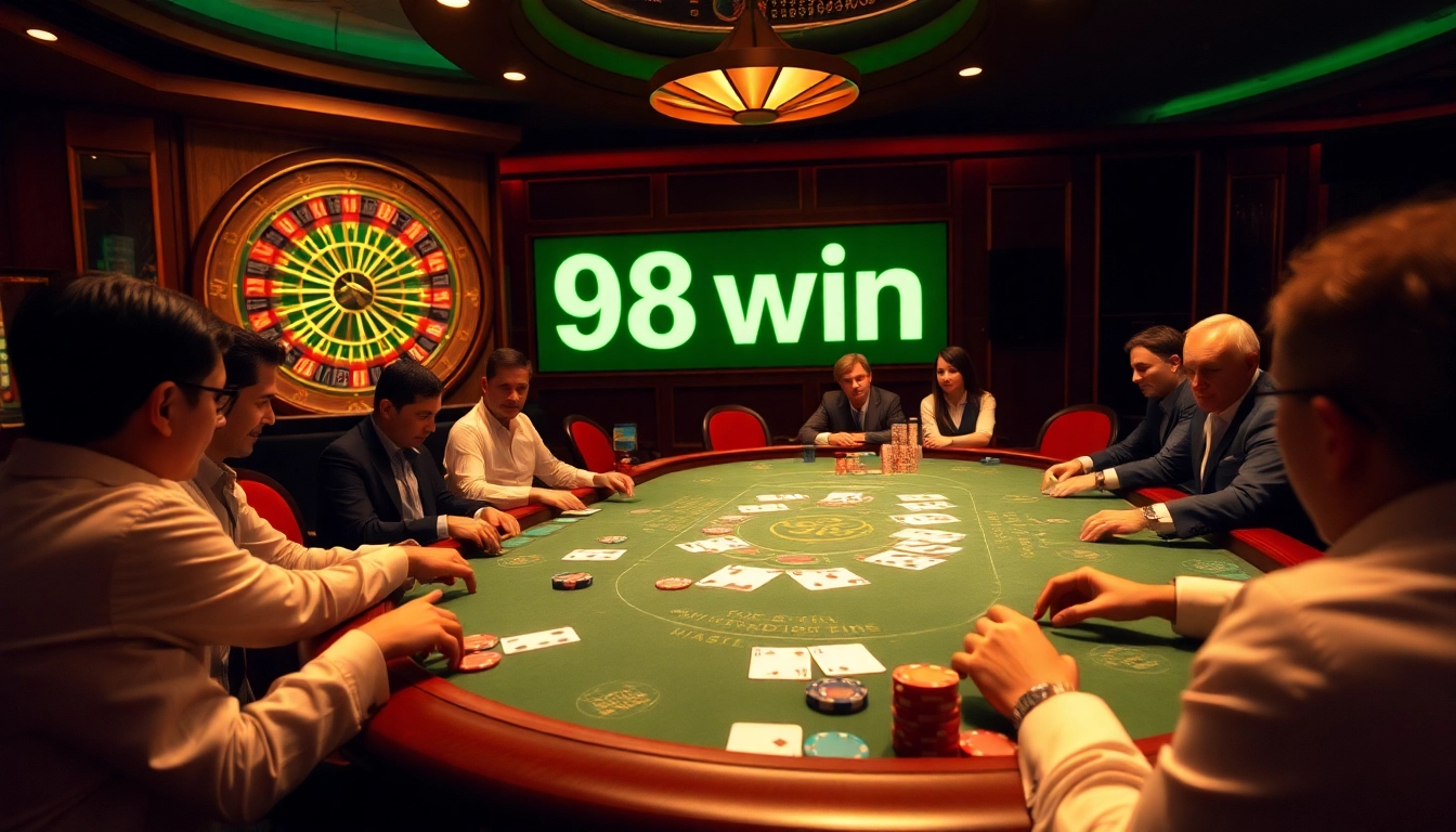 High-stakes poker scene showcasing the thrill of winning at 98 win casino.