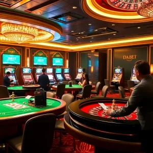 Experience the thrill of online betting at DA BET with vibrant casino visuals.