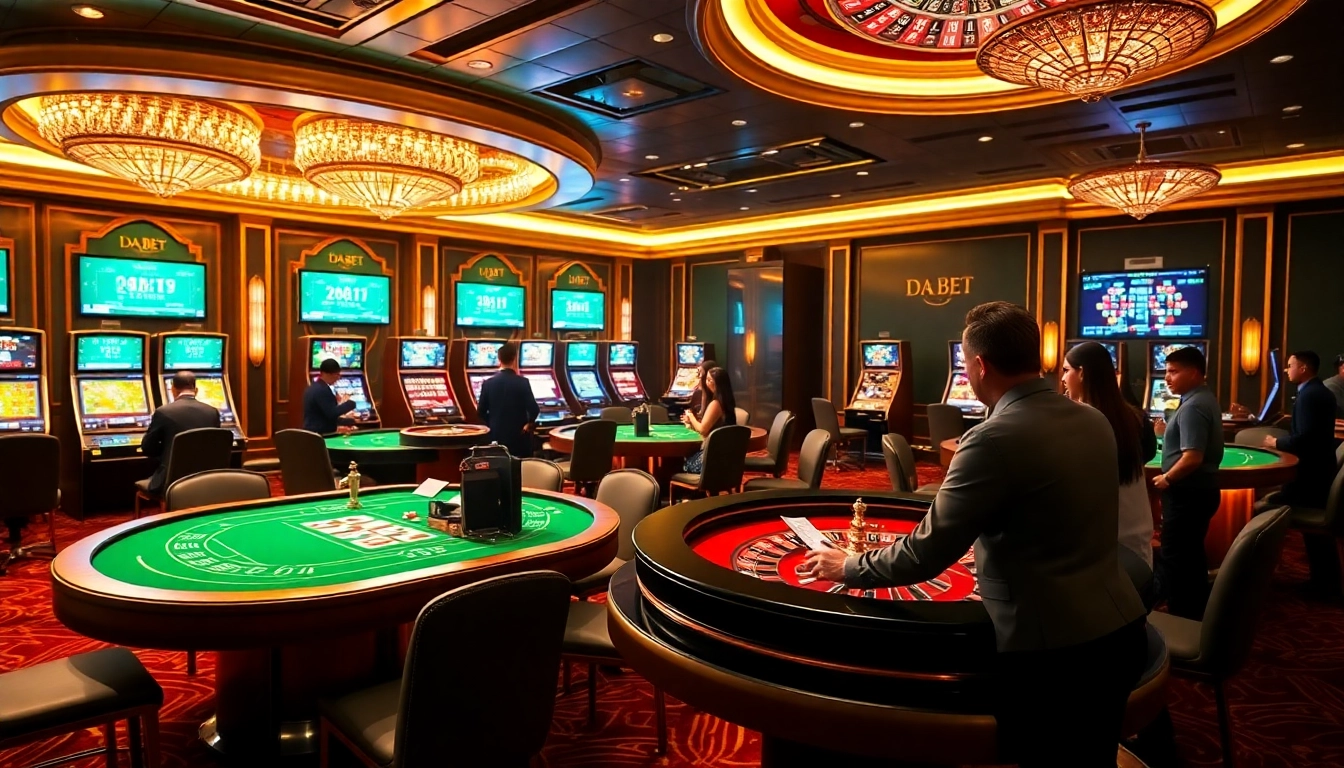Experience the thrill of online betting at DA BET with vibrant casino visuals.