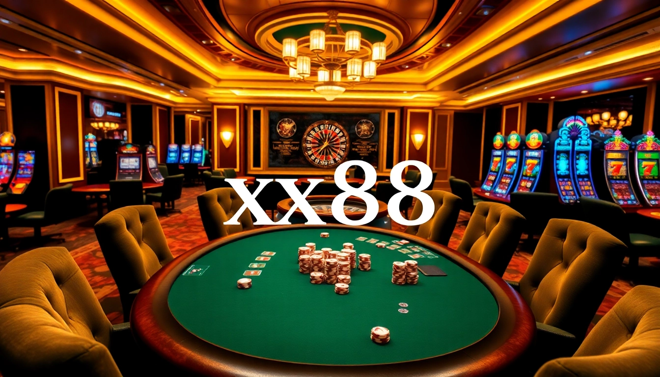 Engaged players at a luxurious poker table within the xx88 casino atmosphere.