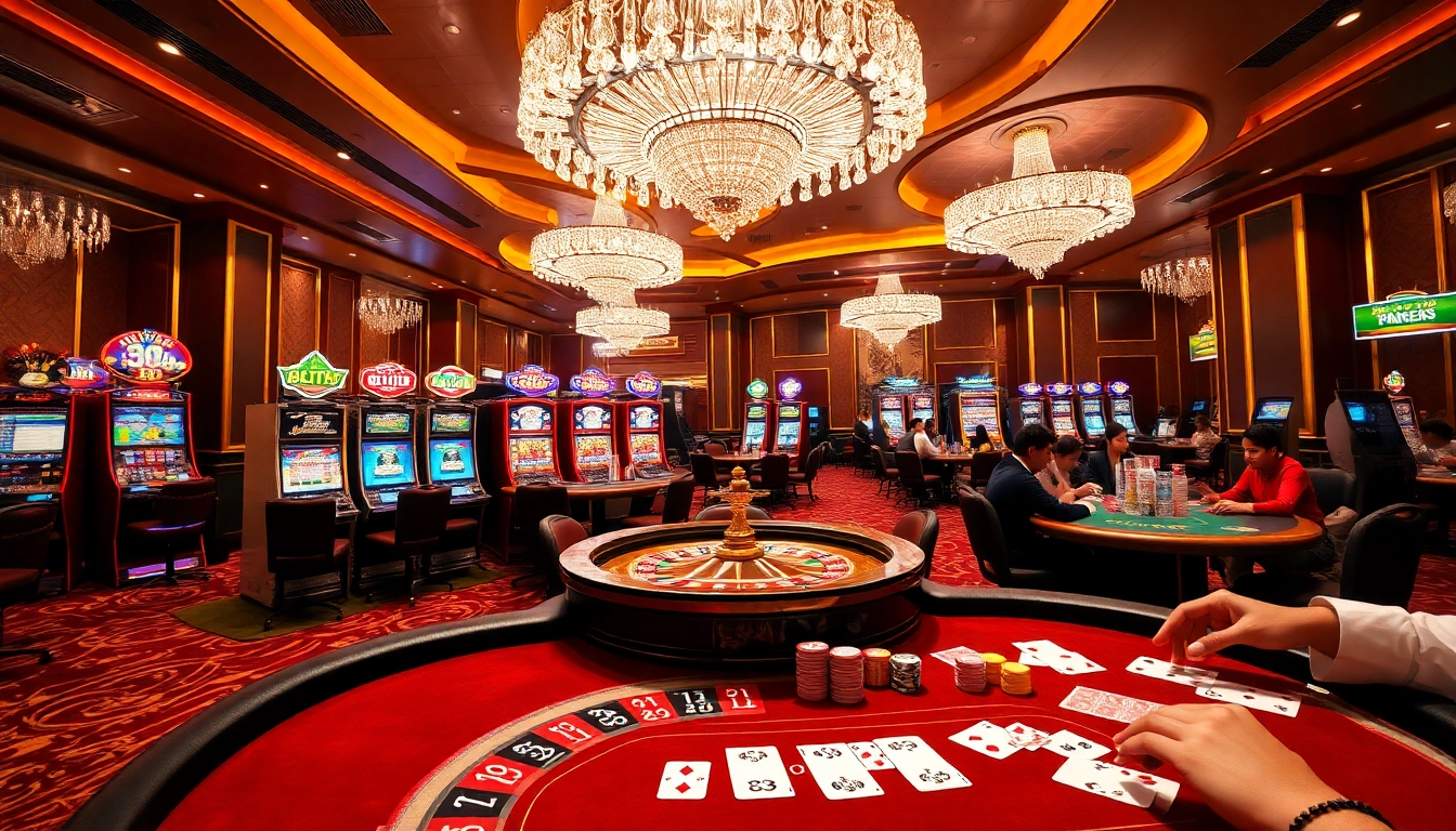 Exciting casino scene with poker chips and roulette wheel highlights 88aa in a luxurious setting.