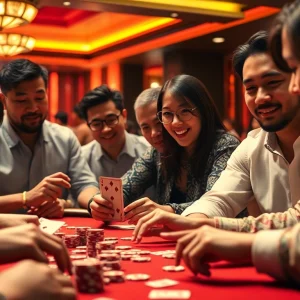 Engaging players in a vibrant game bài session in a lively casino atmosphere.