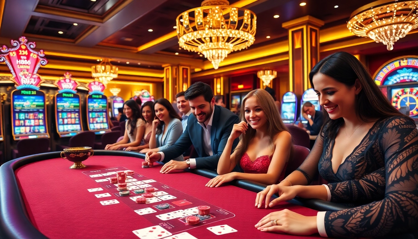 Experience thrilling action at Hi88's vibrant casino tables with cards and chips.