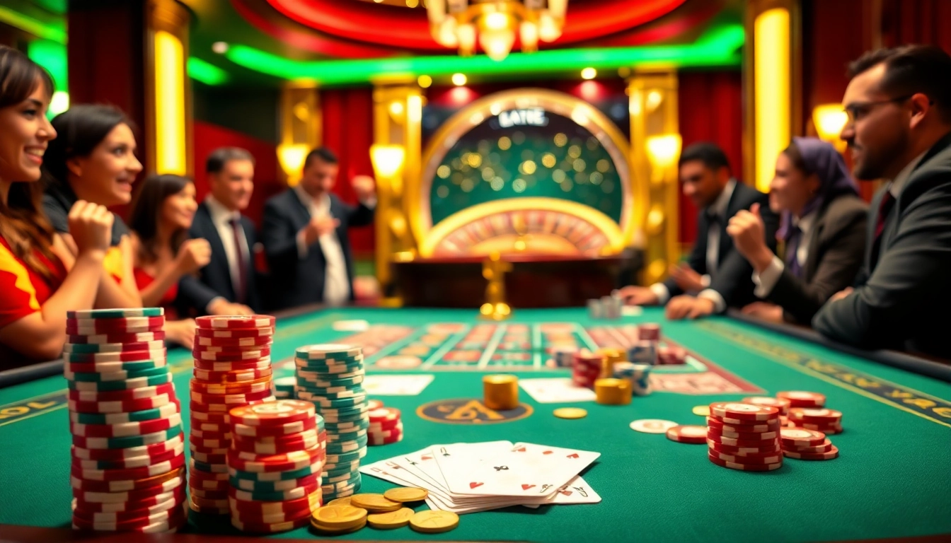 Exciting poker gameplay and lavish casino ambiance at https://vj88.online/ with vibrant chips and cards.