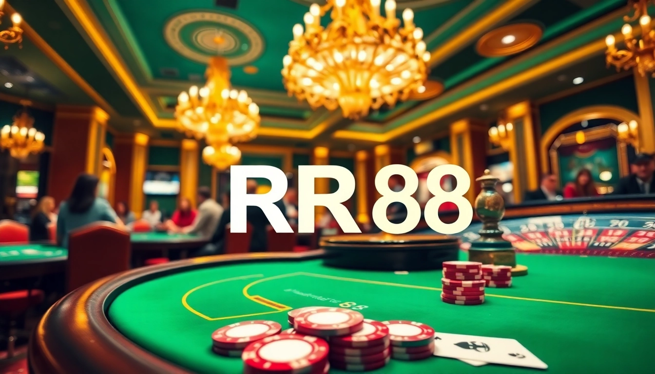 Gambling excitement at RR88 Casino with vibrant gaming tables and luxury atmosphere.
