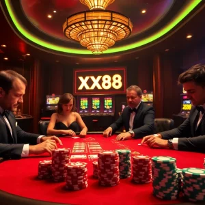 Experience high-stakes poker action at XX88's luxury casino scene.