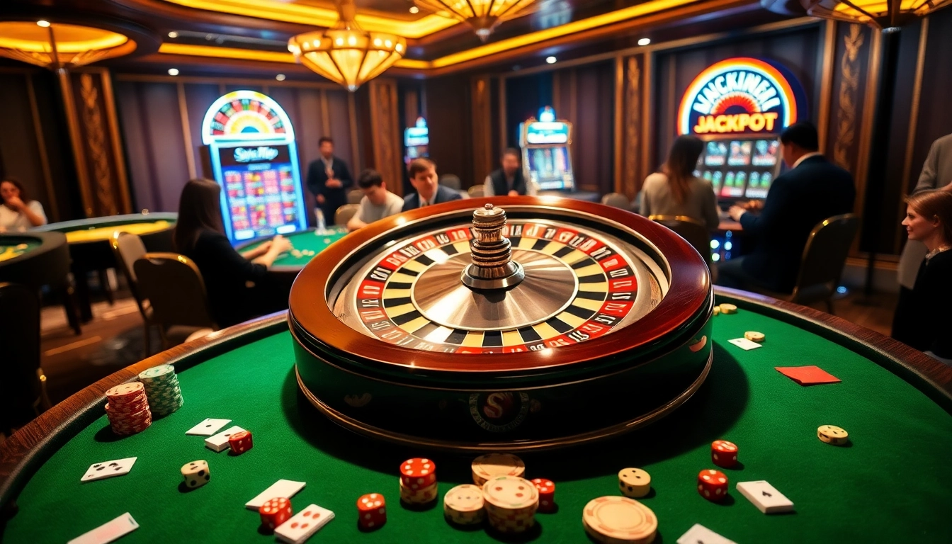 Players enjoying high-stakes games at the sv88 top casino, featuring roulette and poker.