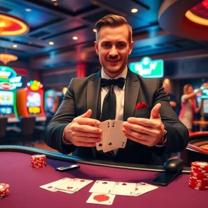 Experience thrilling blackjack with 88vv at a luxurious casino setting filled with excitement and glamour.