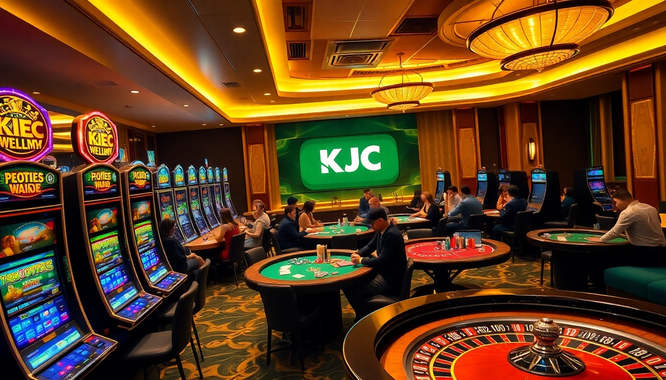 Join the excitement of KJC casino gaming at luxurious tables with vibrant slot machines.