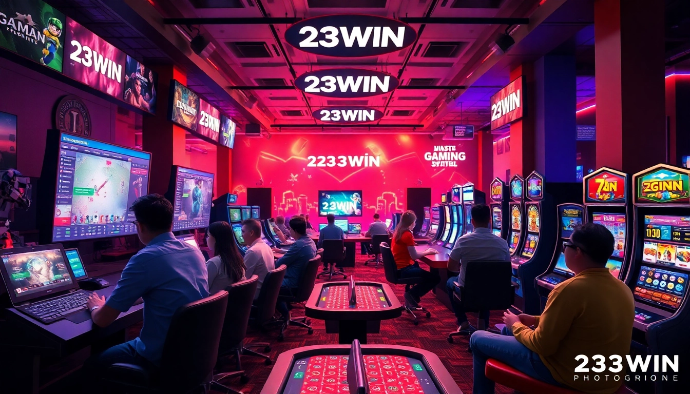 Exciting online gaming scene showcasing 23WIN's vibrant environment with diverse players engaged in various games.