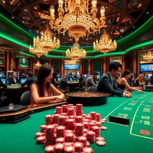 Experience the excitement of 98win with a vibrant casino scene filled with players and games.