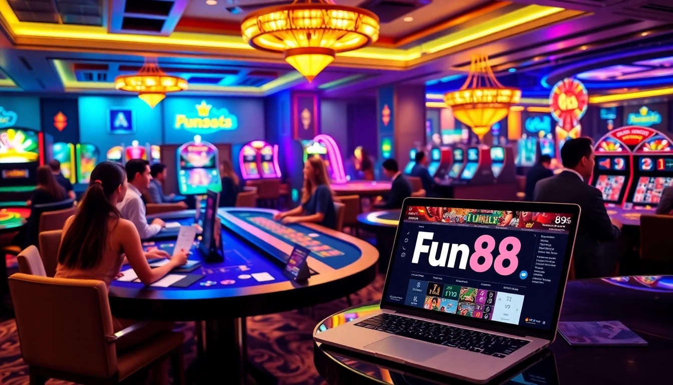 Experience the excitement of online gaming at Fun88 with vibrant casino elements and betting action.