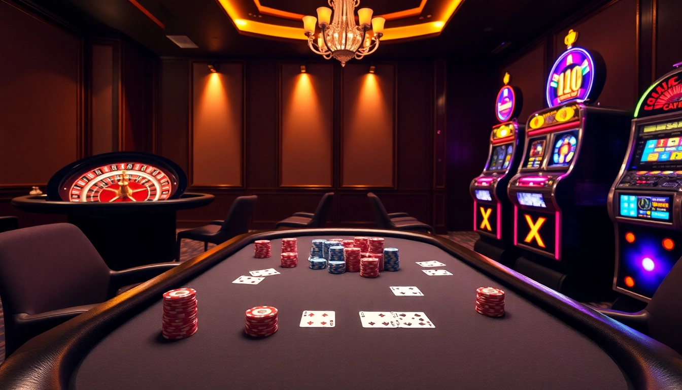 Exciting casino scene featuring a poker table and roulette wheel at https://uu8802.com/ for gamblers.