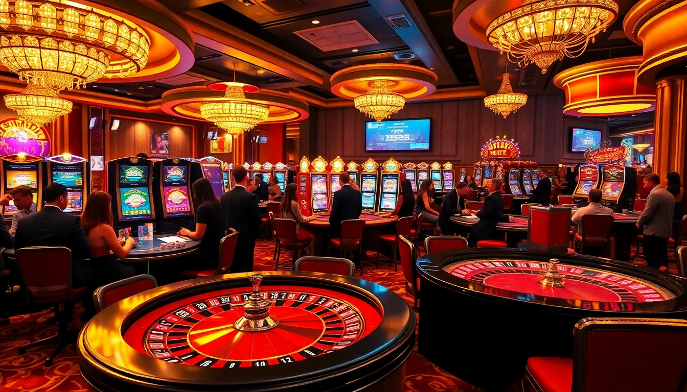 Excited players engaged in high-stakes gambling at a luxurious 789f casino.