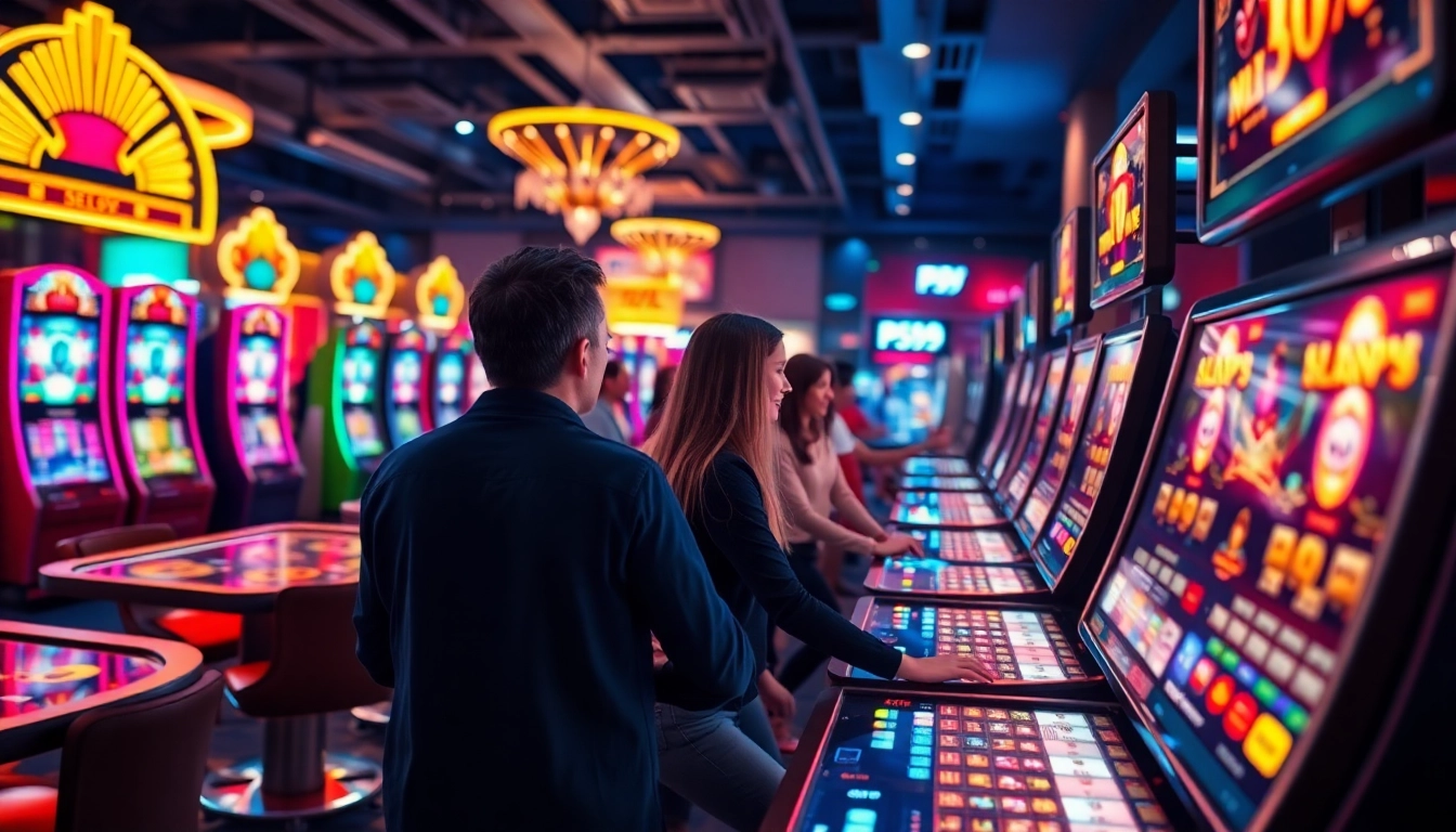 Immersive gaming atmosphere at PS99 online casino, showcasing vibrant tables and technology