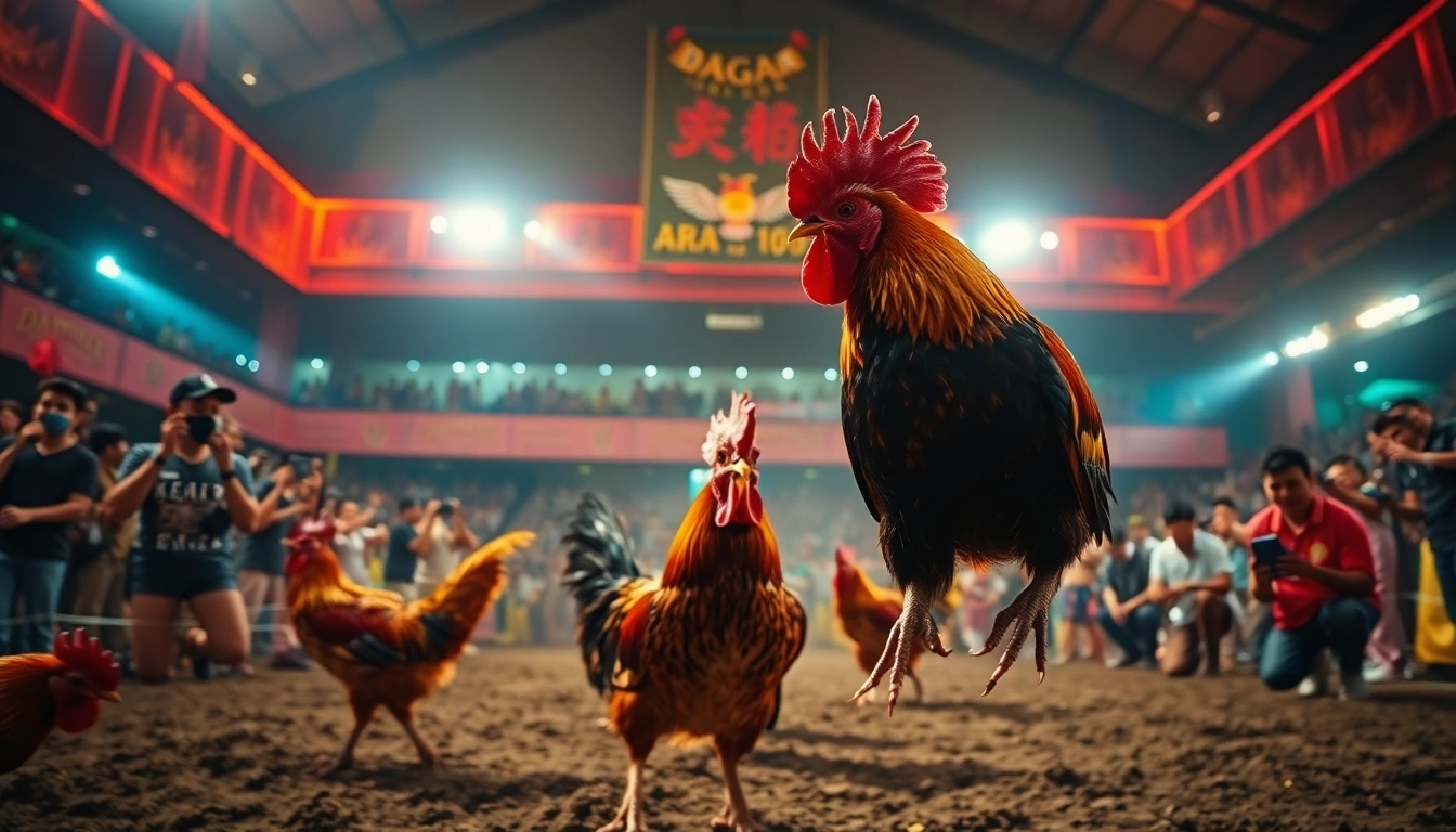 Live cockfighting action at dagawin.live, highlighting excitement and digital betting innovation.