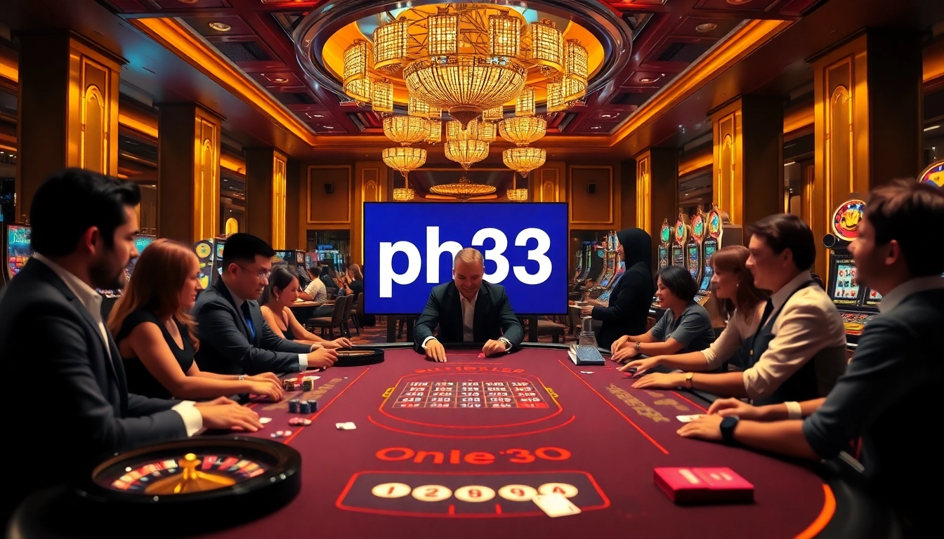 Experience the thrill of gaming at ph33 casino with vibrant tables and roulette wheels.
