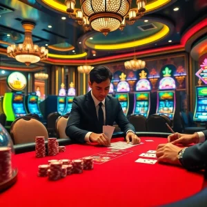 Experience the thrill of gambling at https://gg88.cn.com/ with a luxurious poker game scene showcasing top-tier casino elements.
