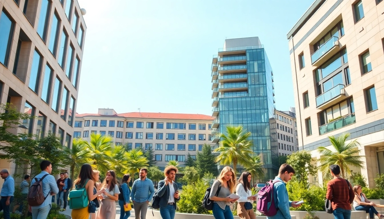 Explore how to apply to Istanbul Medipol University, featuring diverse students on a modern campus.