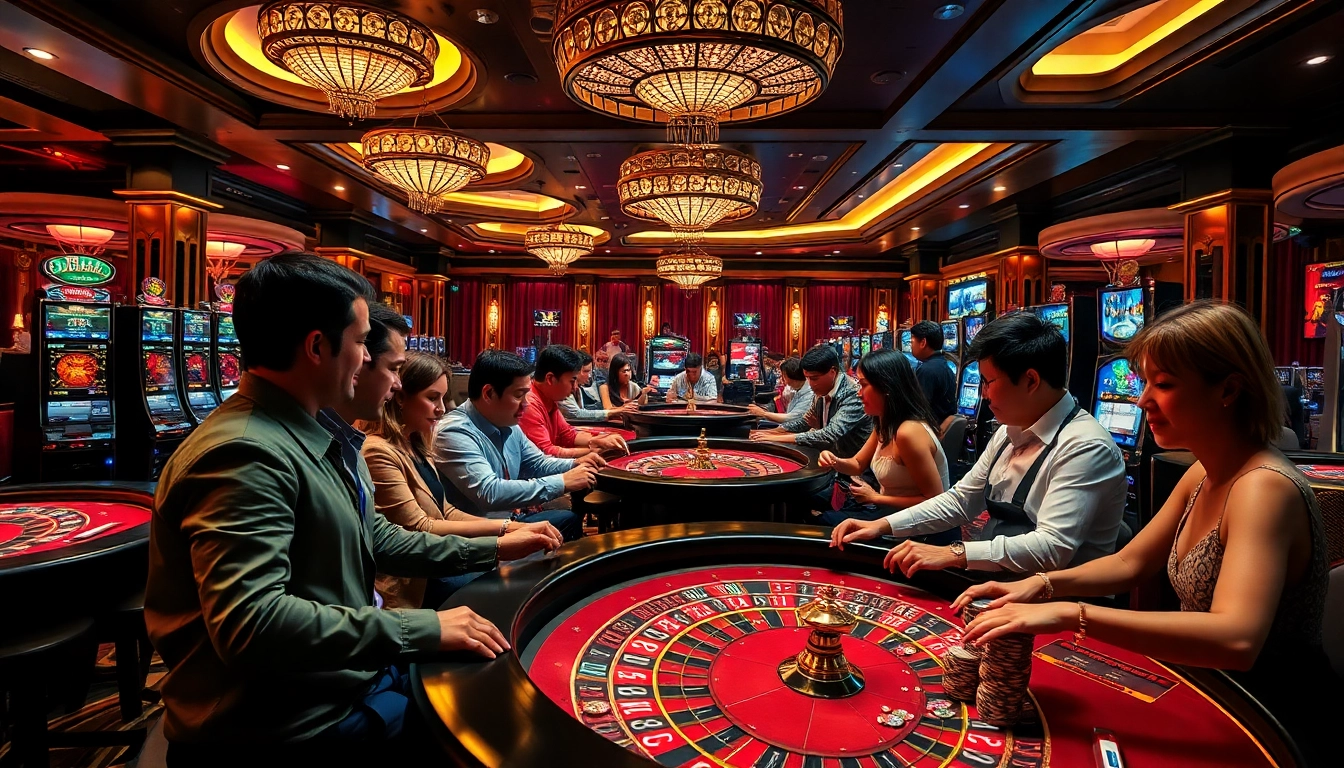 Gamblers enjoying thrilling games at the MK8 casino, showcasing excitement and strategic play.