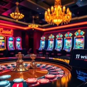 Experience the thrill of betting at 11win net with vibrant casino tables and slot machines.