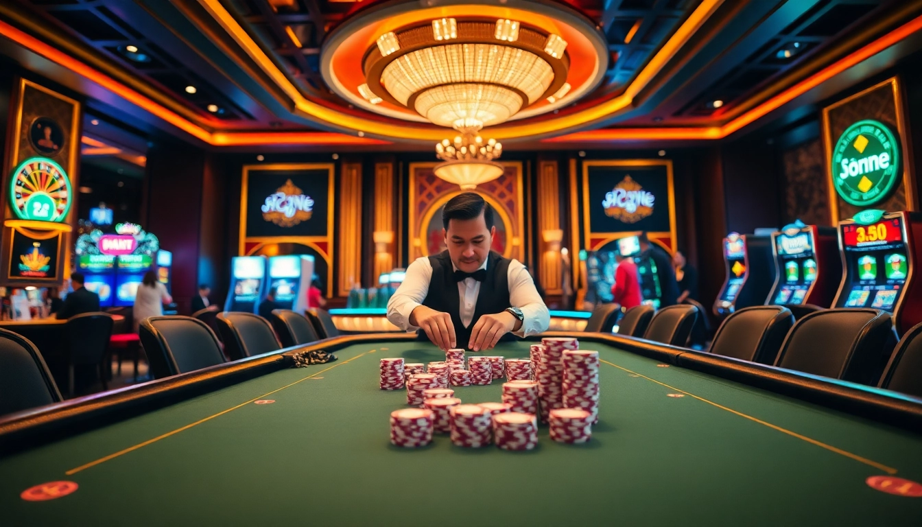 Experience high-stakes poker play at S8 casino, surrounded by luxury and excitement.