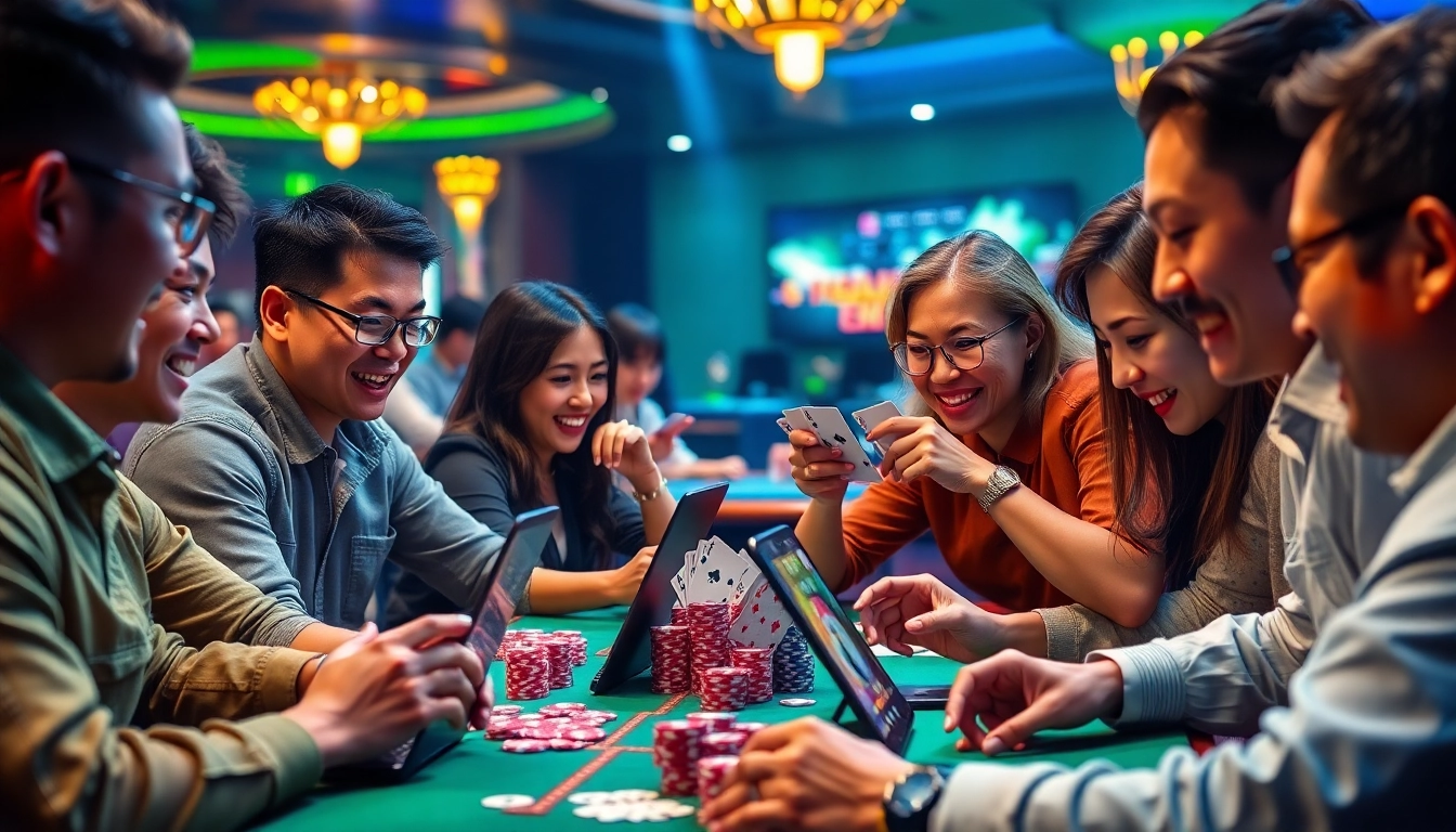 Engaging scene of players at topgamebaidoithuong.mx enjoying online card games and winning real prizes.