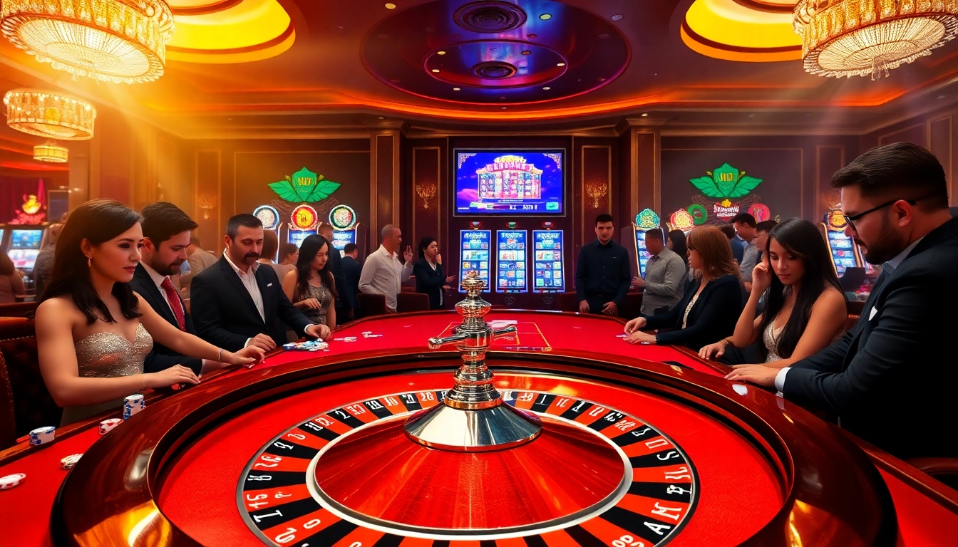 Exciting casino ambiance at https://bl555.family/, featuring dynamic players at the roulette wheel.