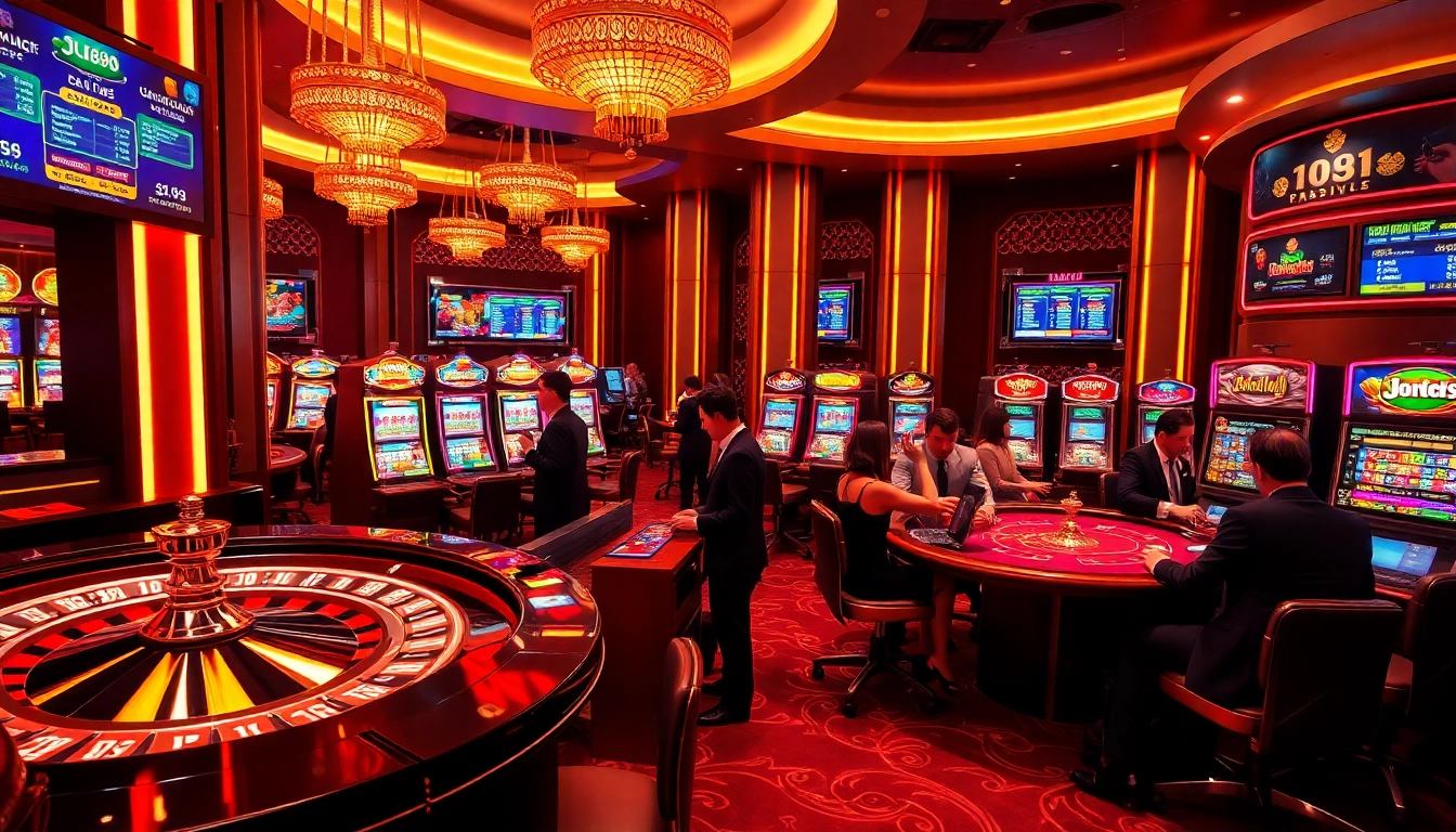 Experience thrilling gameplay at https://jun88pl.com/ with engaging casino tables and vibrant slot machines.