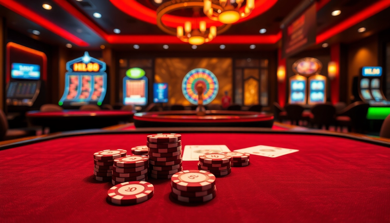 Hi88 users playing at a vibrant online casino with roulette and cards.