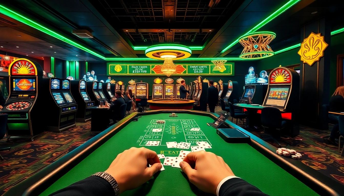 Players enjoying games at 88vv.jpn.com casino with vibrant slot machines and exciting table games.