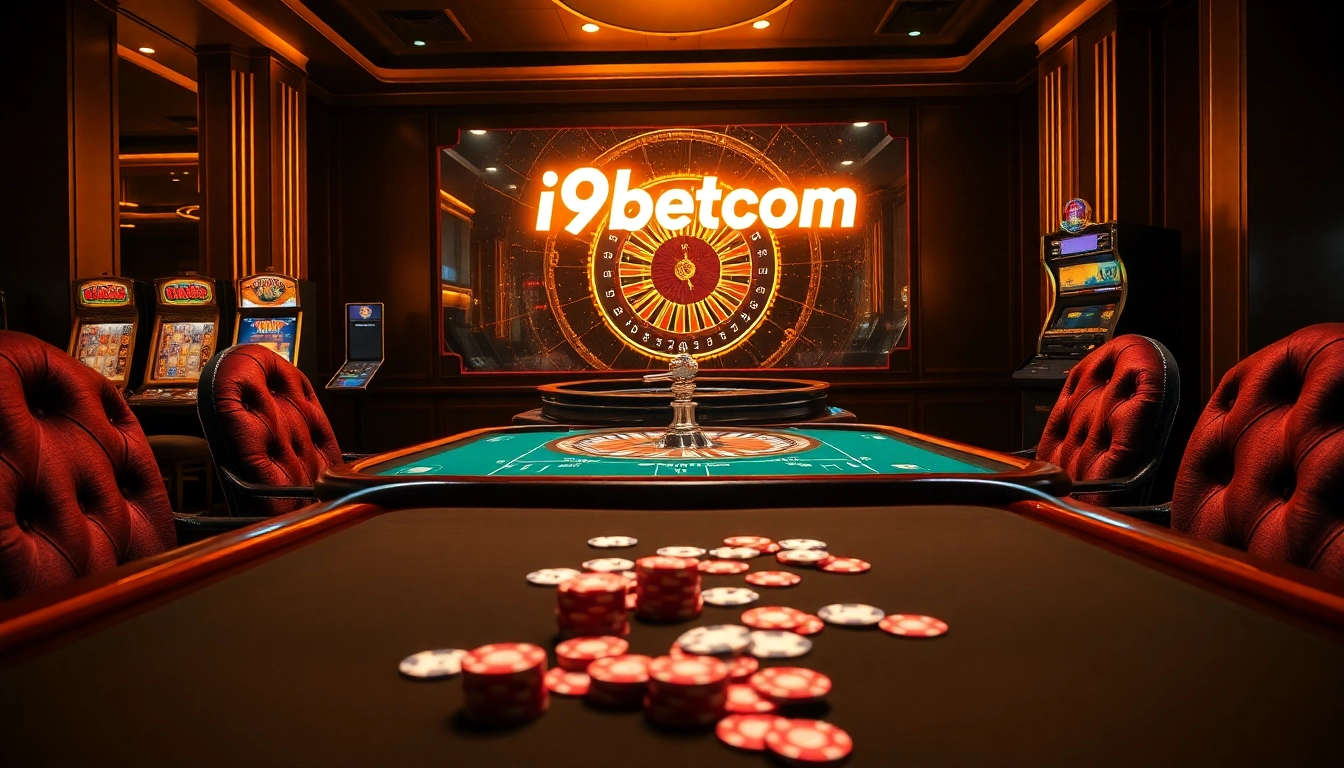 Experience thrilling moments at i9betcom's high-stakes casino table with vibrant poker chips.